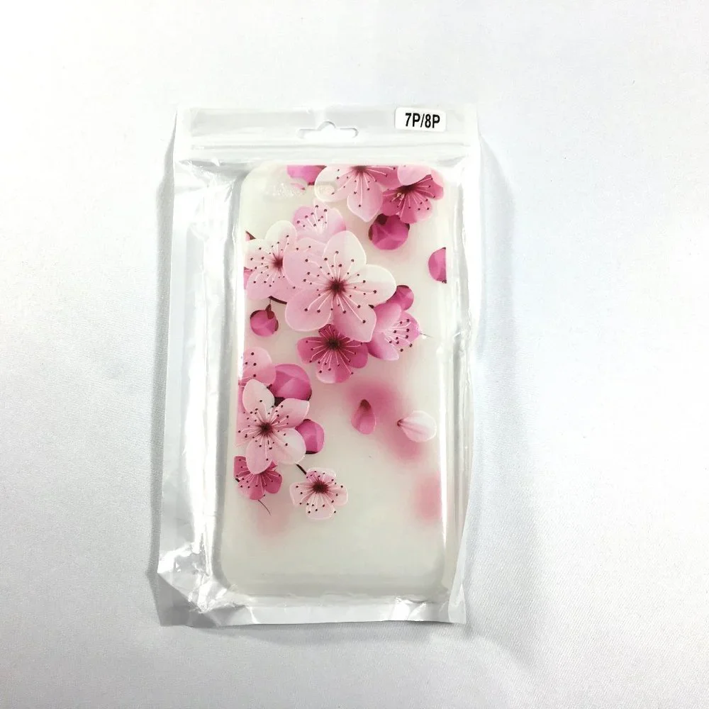 NEW iPhone 8P 7P 8 Plus 7 Plus Case Cover Pink Floral Clear